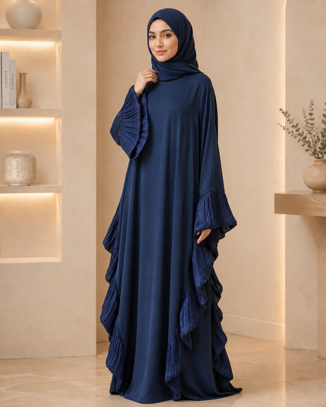 Blue Butterfly Ruffle Abaya