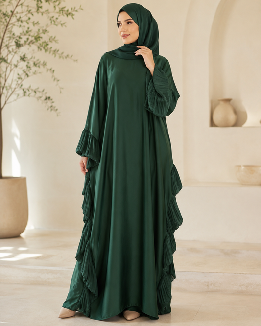 Green Butterfly Ruffle Abaya