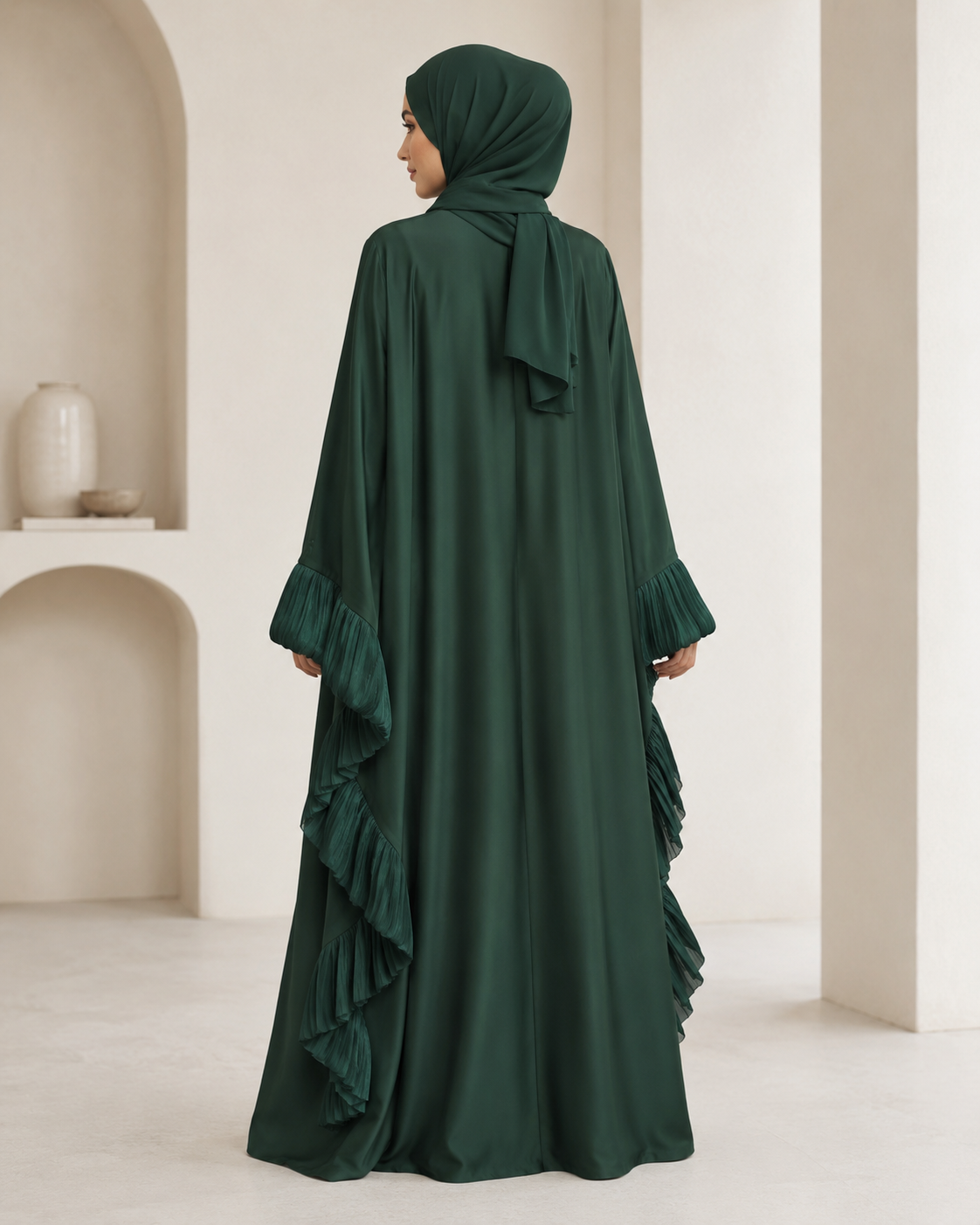 Green Butterfly Ruffle Abaya