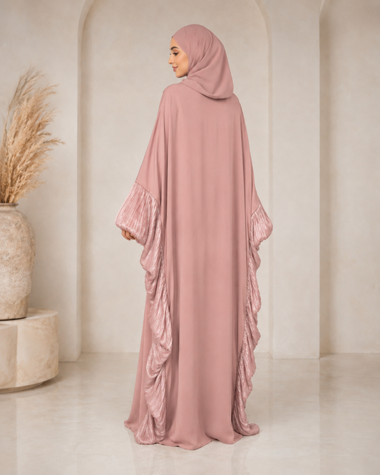 Pink Butterfly Ruffle Abaya