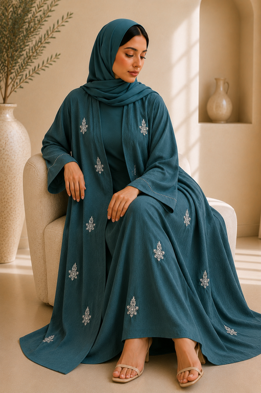 Green Linen Abaya