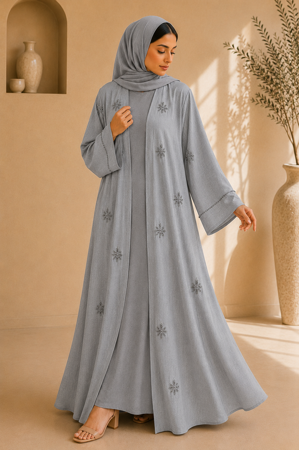 Grey Linen Abaya
