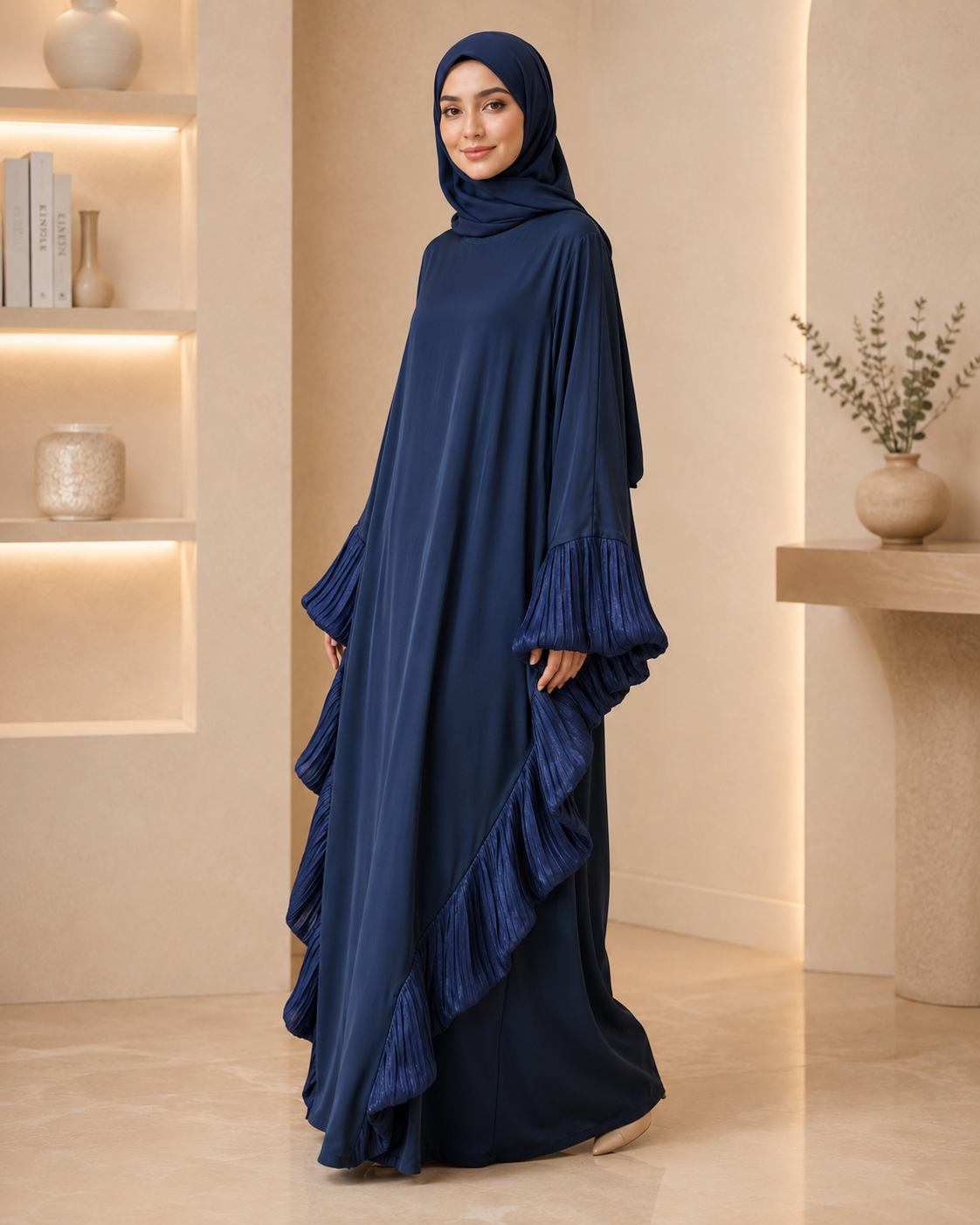 Blue Butterfly Ruffle Abaya