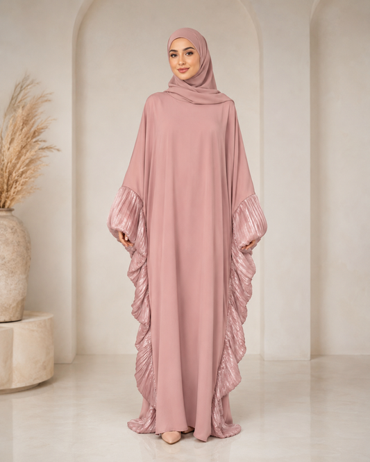 Pink Butterfly Ruffle Abaya