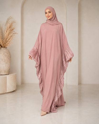 Pink Butterfly Ruffle Abaya