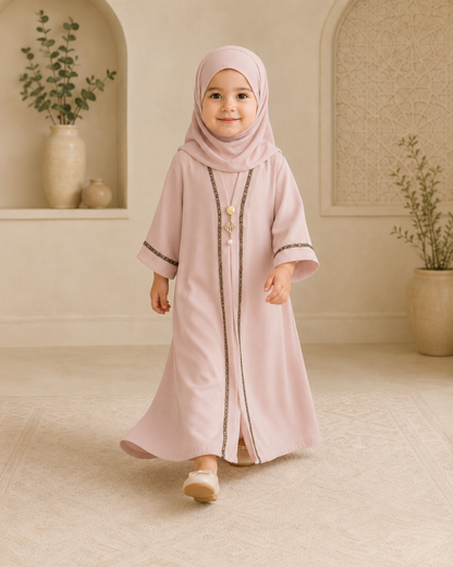 Pink Embellished Kids Abaya