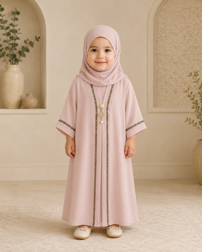 Pink Embellished Kids Abaya