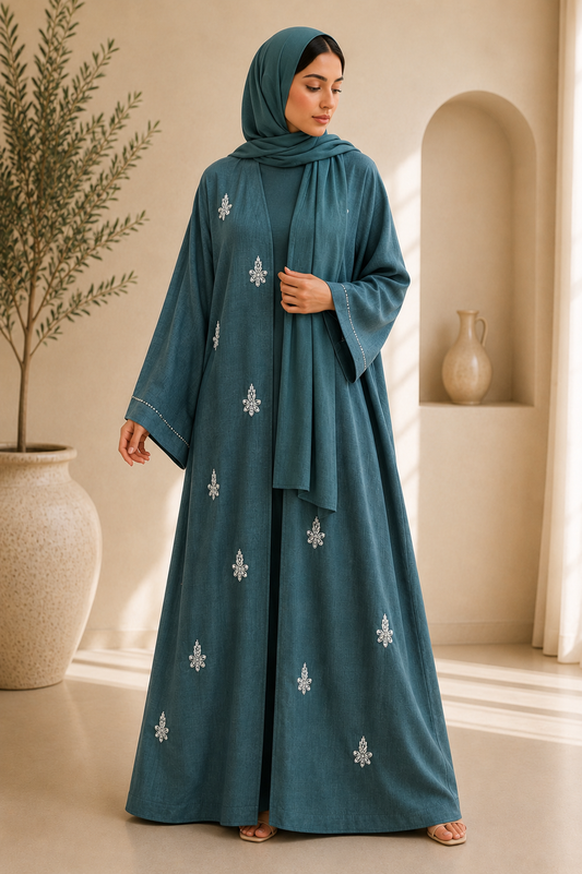 Green Linen Abaya