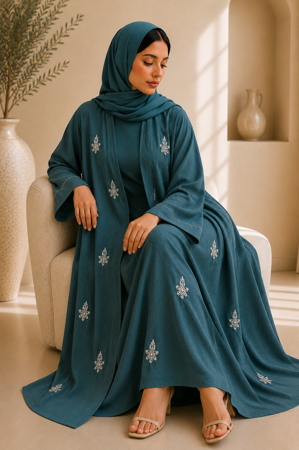 Green Linen Abaya
