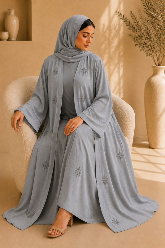 Grey Linen Abaya