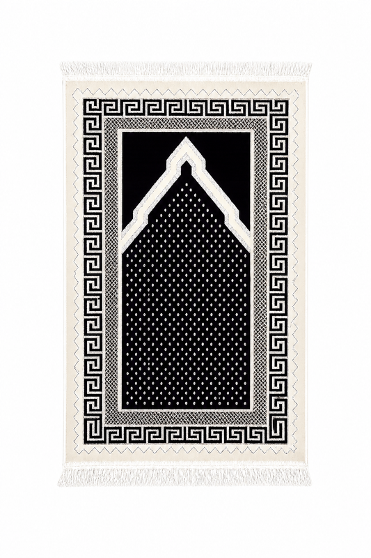 Mehrab White And Black Prayer Mat