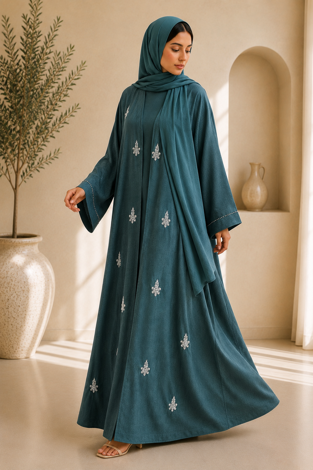 Green Linen Abaya