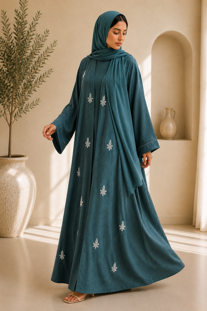 Green Linen Abaya