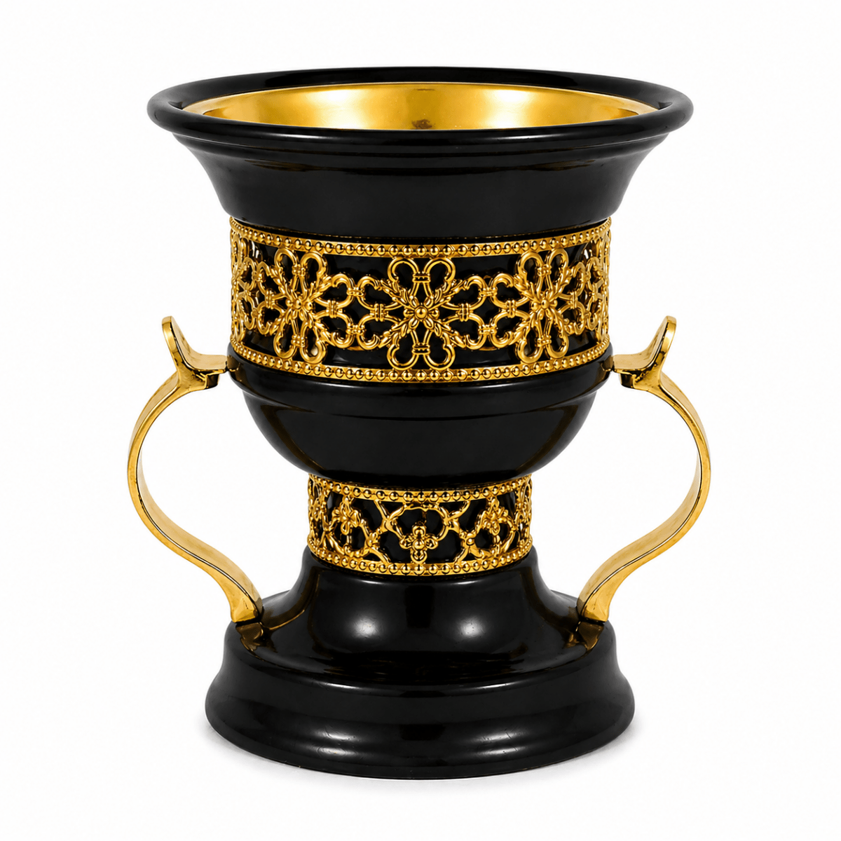 Metal Cup Black And Gold Bakhoor Burner - Adhkar