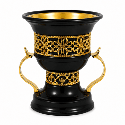 Metal Cup Black And Gold Bakhoor Burner - Adhkar