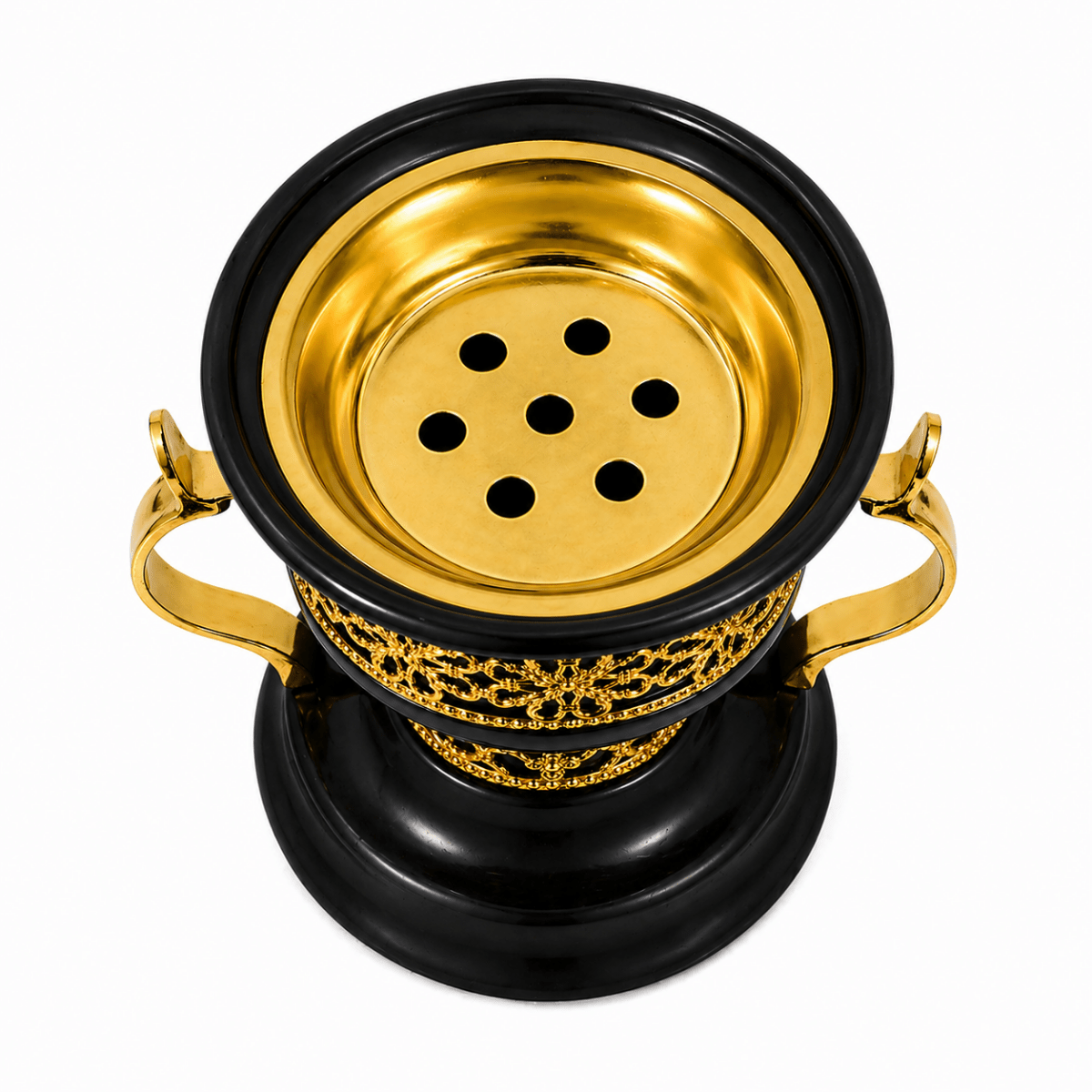 Metal Cup Black And Gold Bakhoor Burner - Adhkar