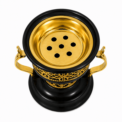 Metal Cup Black And Gold Bakhoor Burner - Adhkar