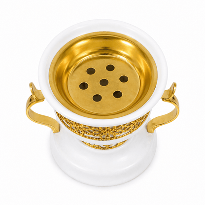 Metal Cup White And Gold Bakhoor Burner - Adhkar