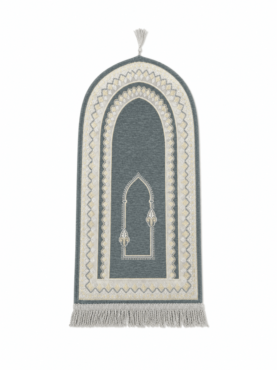 Pastel Grey Kids Prayer Mat - Adhkar