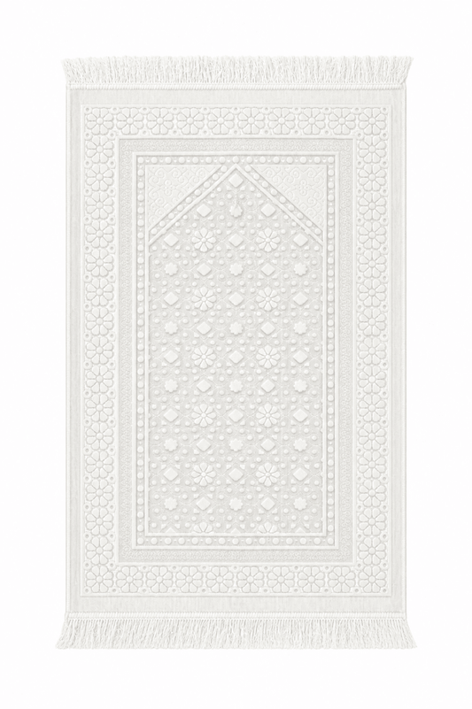 White Mehrab Prayer Mat - Adhkar