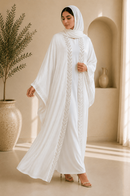 White Organza Abaya - Adhkar